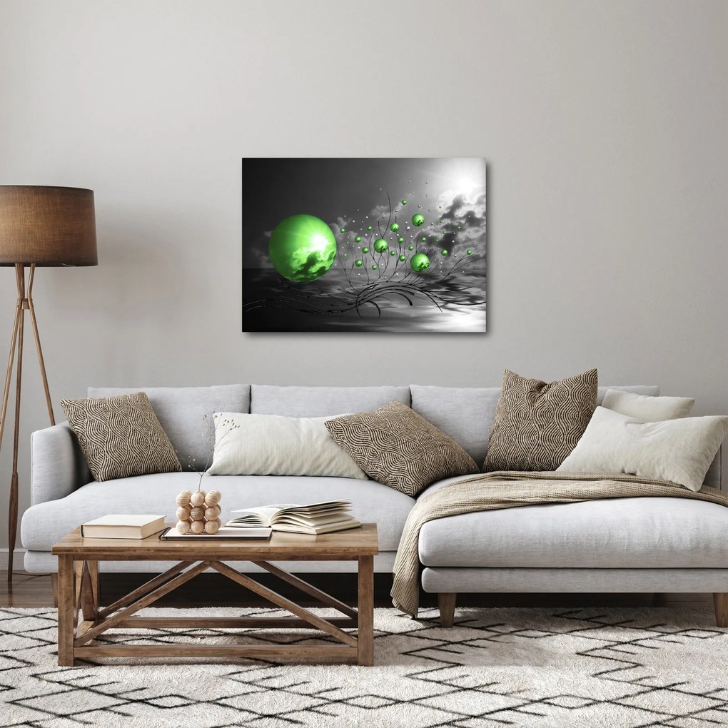 Obraz zelených abstraktných gulí (70x50 cm)