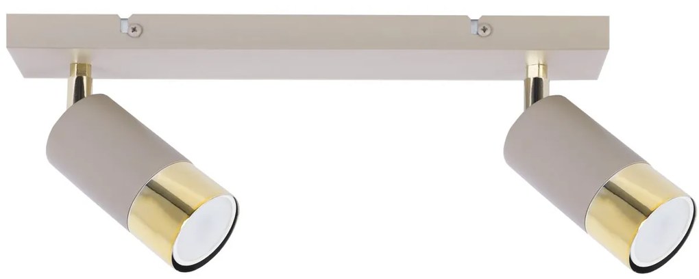 Bodové svietidlo Hugo, 2x béžové/zlaté kovové tienidlo, (možnosť polohovania)