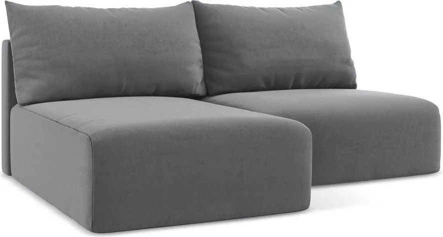 Sivá zamatová rozkladacia/s úložným priestorom rohová pohovka (ľavý roh/s leňoškou) Kalena – Makamii