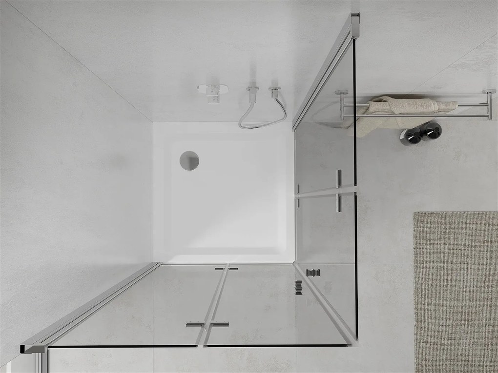 Mexen Lima Duo, sprchový kút 100 (dvere) x 100 (dvere) cm, 6mm číre sklo, chrómový profil + SLIM sprchová vanička 5cm, 856-100-100-01-02-4010
