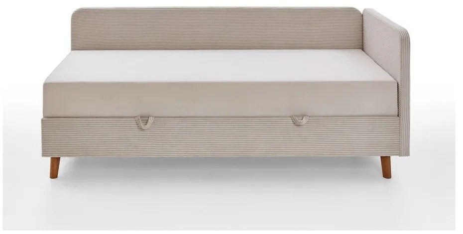 Béžová čalúnená jednolôžková posteľ s úložným priestorom 90x200 cm Cabana – Meise Möbel
