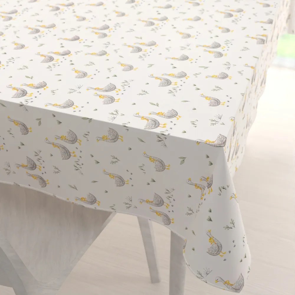 Biante Detský bavlnený obdĺžnikový obrus Sandra SA-585 Sivé husičky na bielom 60x100 cm