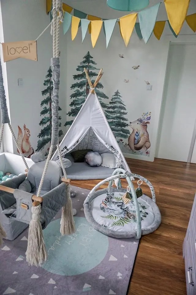 lovel.sk Detský stan teepee Forest wolf + podložka + 4 vankúše