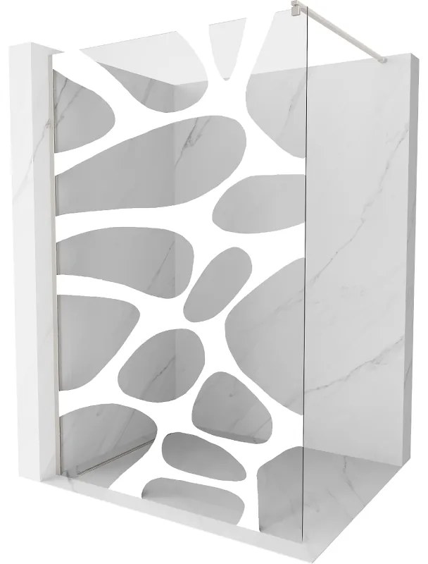 Mexen Kioto, sprchová zástena Walk-In 90 x 200 cm, 8mm číre sklo biely vzor, brúsená oceľ profil, 800-090-101-97-97