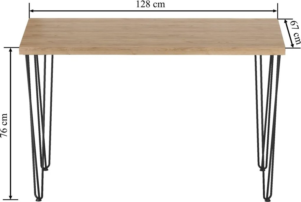 Vintino Jedálenský stôl RAVEN 128 × 67 cm – dub zlatý craft / čierny