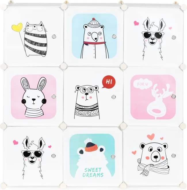 Detská modulárna policová skriňa s 9 policami