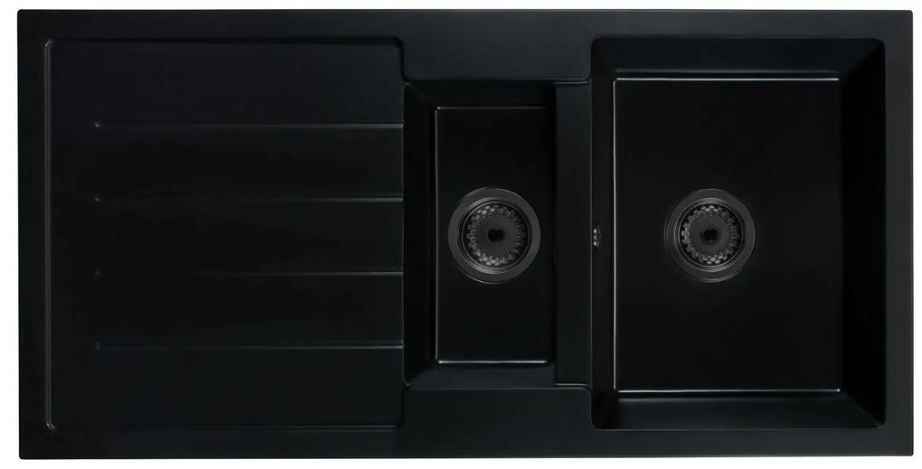 Kuchynský drez Yuxur (čierna) (s 1 otvorom pre batériu) (L). Vlastná spoľahlivá doprava až k Vám domov. 1066207