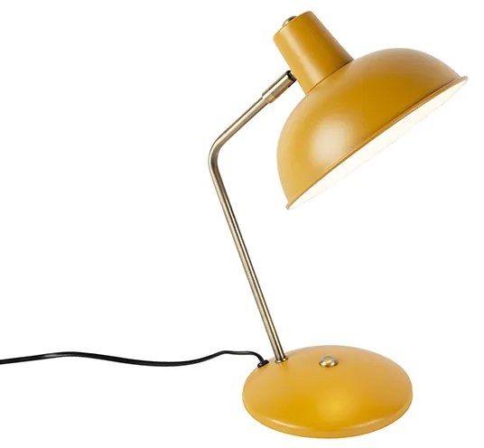 Retro stolná lampa žltá s bronzom - Milou