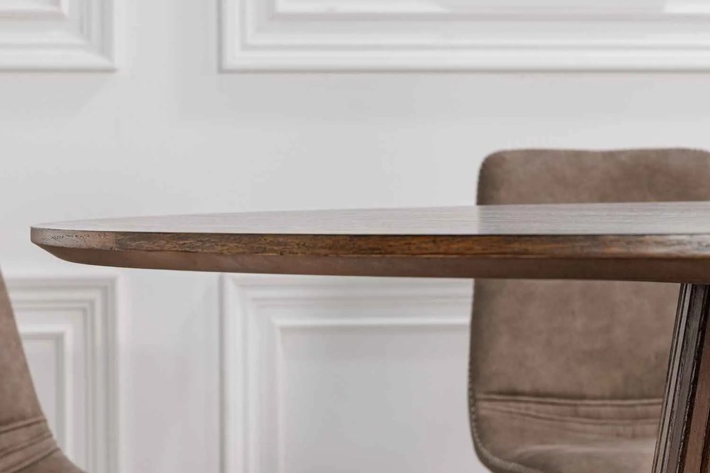 Dizajnový jedálenský stôl okrúhly Wadeline 120 cm tmavý dub