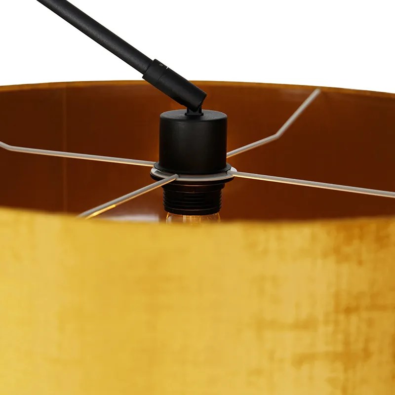Moderná stojaca lampa čierna so zlatým tienidlom 50 cm - Editor