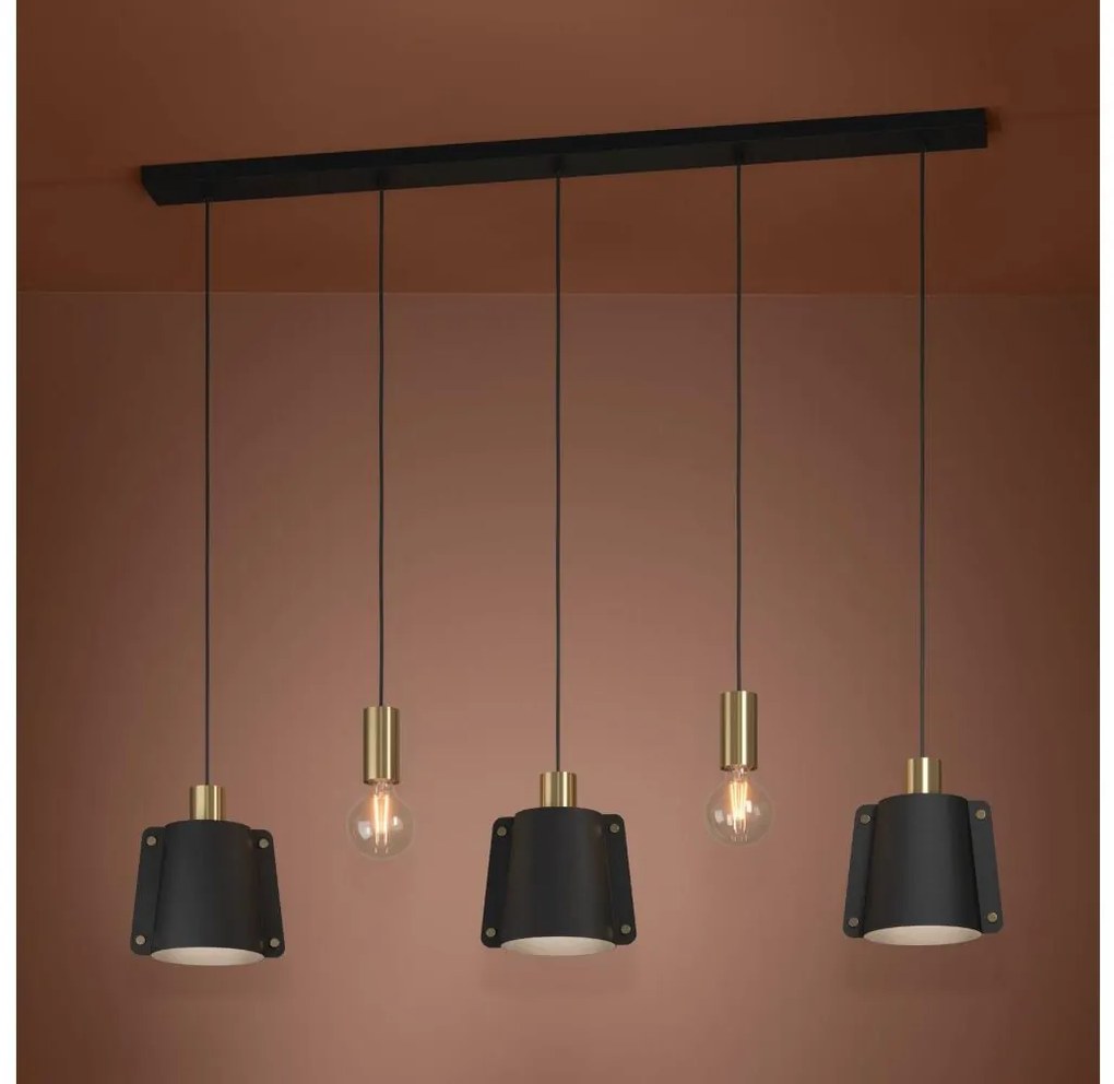 Eglo 390115 - Luster na lanku MAJAGUA 5xE27/40W/230V čierna/zlatá