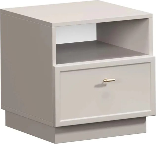 Nočný stolík so zásuvkou Lorini 45 cm - kašmír / zlaté úchytky T-bar