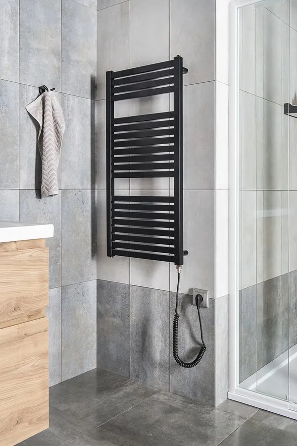 Aqualine Sapho, TONDI-E elektrické vykurovacie teleso, rovné, 450x970 mm, 300W, čierna matná