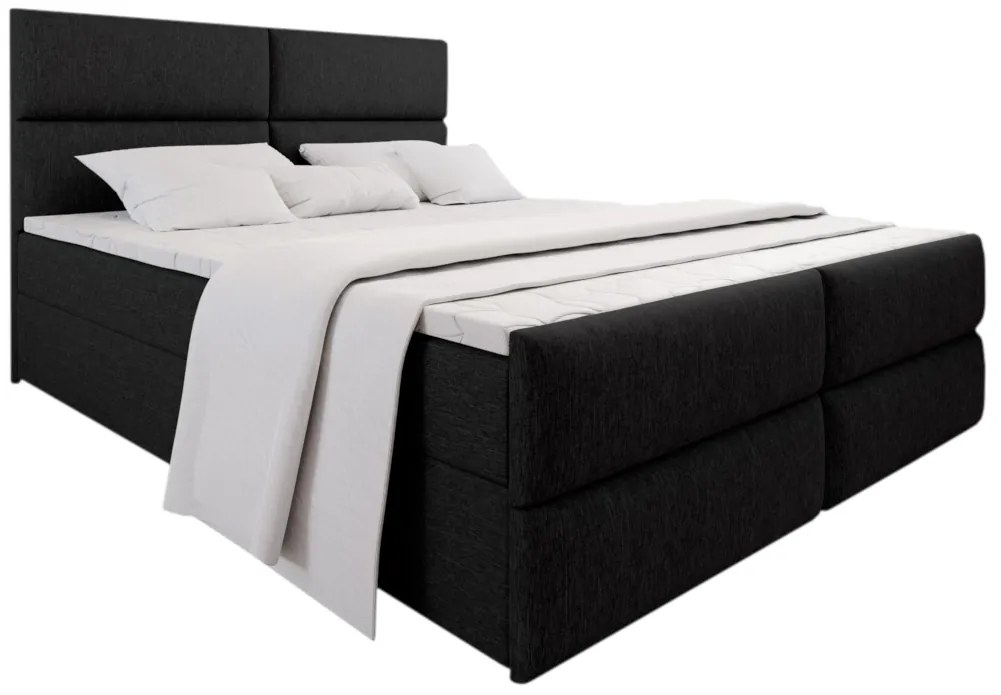 Čalúnená posteľ boxspring MILON + topper, 180x200, sawana 14