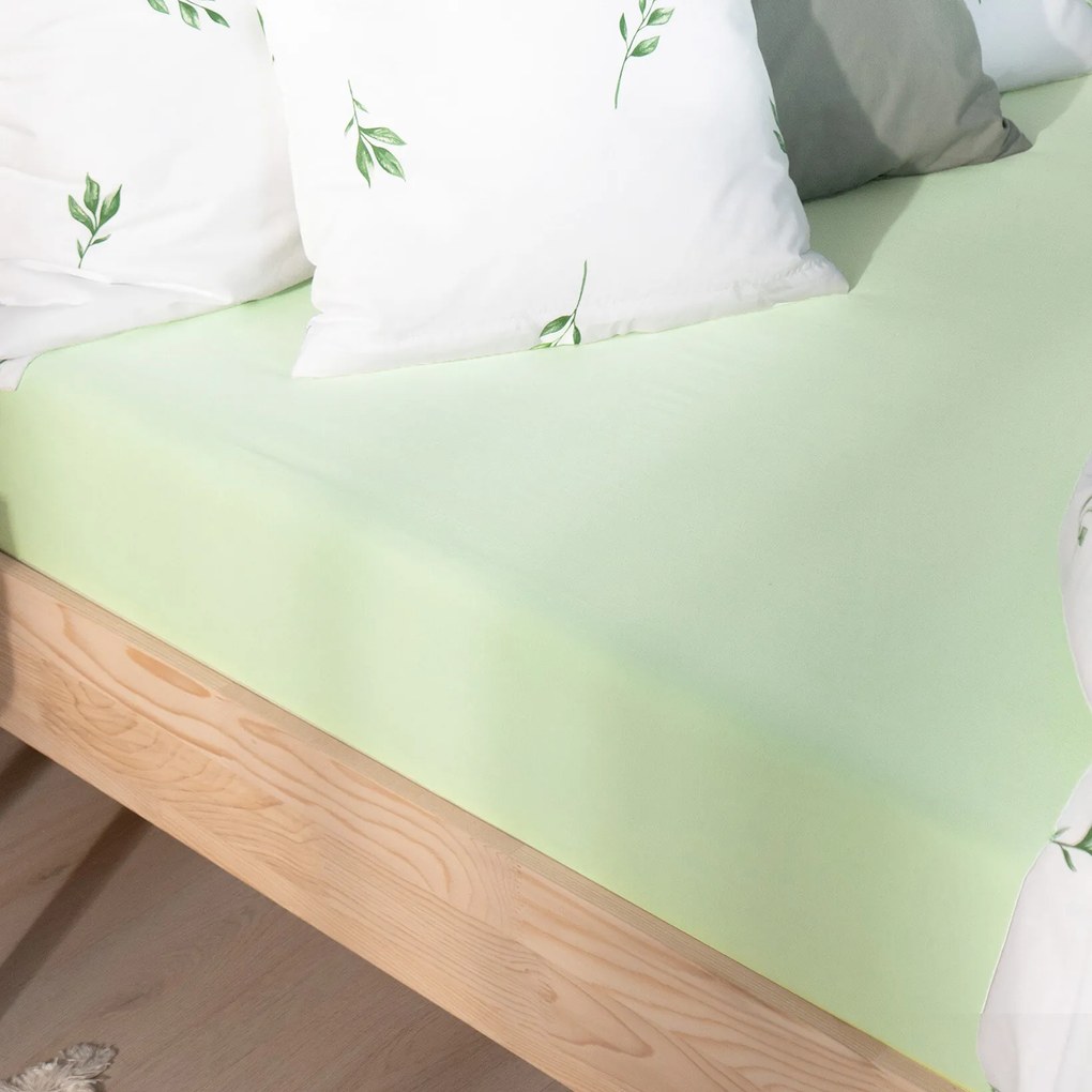 Goldea jersey elastická plachta - svetlo zelená 200 x 220 cm