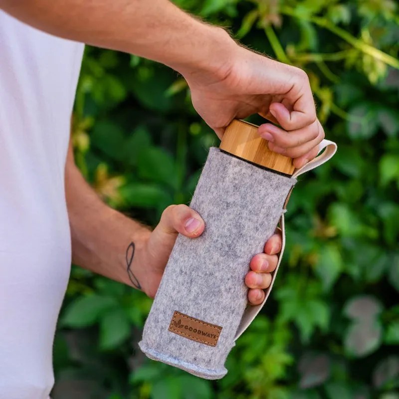 Tmavosivý filcový obal na sklenenú fľašu - Ø 7*21cm / 450ml a 650ml