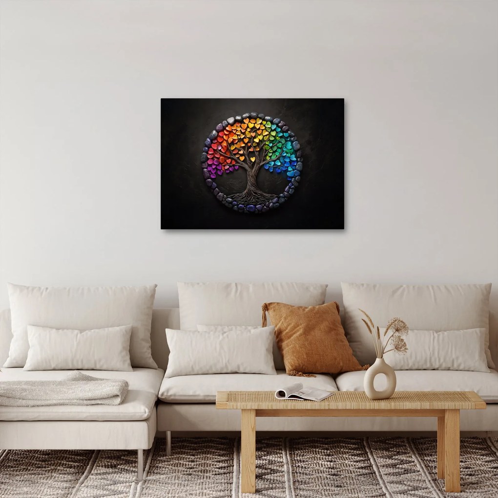 Obraz – Strom plný farebných sŕdc (70x50 cm)