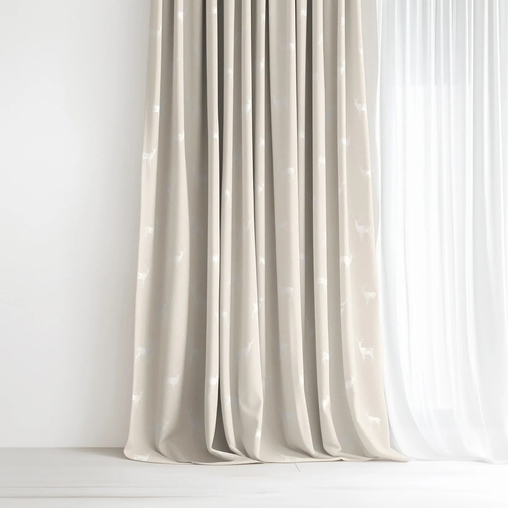 Goldea vianočný záves natura – jeleňe na režnej 180x135 cm
