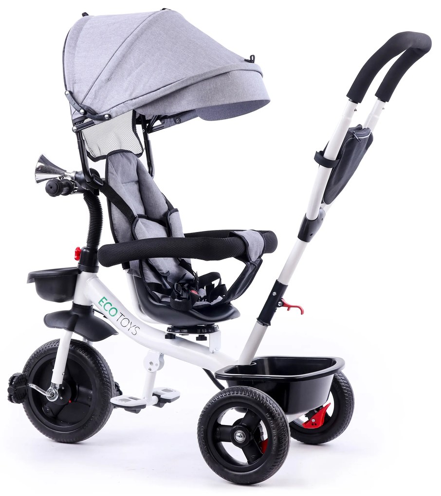 Sivá trojkolka s otočným sedadlom 360°, Ecotoys