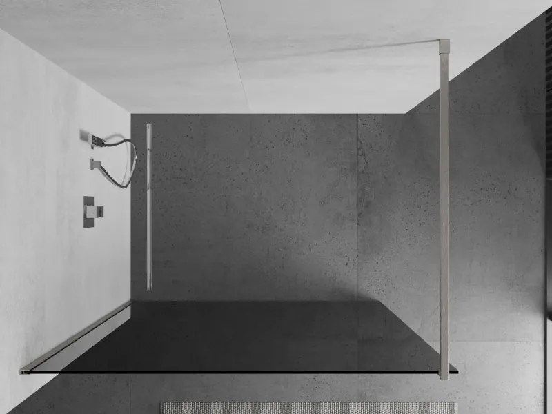 Mexen Kioto, sprchová zástena Walk-In 80 x 200 cm, 8mm šedé sklo, brúsená oceľ profil, 800-080-101-97-40