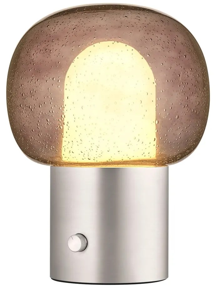 Hliníková LED stolová lampa v striebornej farbe so skleneným tienidlom (výška 32 cm) Iris – Blomus