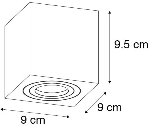 Moderné štvorcové kúpeľňové bodové svetlo čierne - Capa