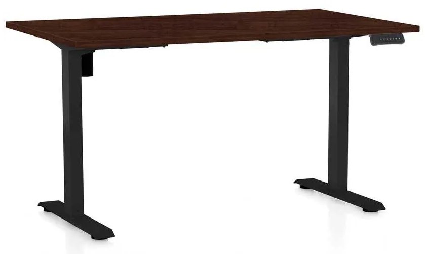 Výškovo nastaviteľný stôl OfficeTech B, 120 x 80 cm, čierna podnož, wenge