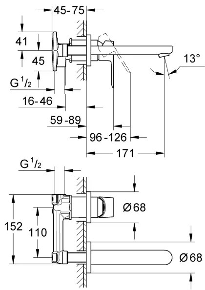 GROHE 20289000 - Umývadlová dvojotvorová batéria BAULOOP 110 mm lesklý chróm