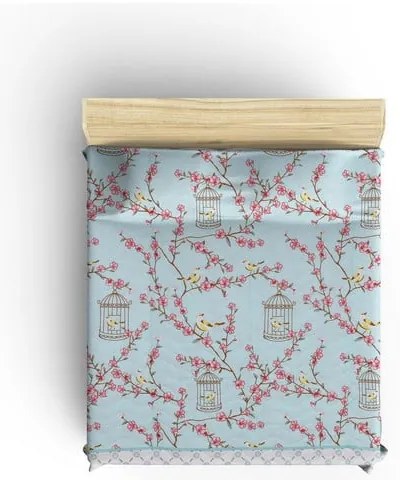 Prešívaný set prikrývky a obliečky na vankúš v mentolovej farbe 240x220 cm Birdcage – Mijolnir
