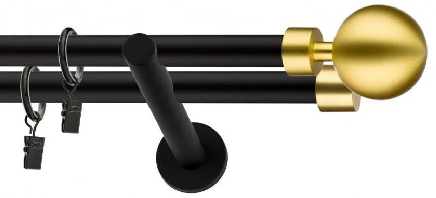 Dekorstudio Garniža dvojradová Guľa MODERN zlatá MIX čierna-matná 19mm Dĺžka: 160cm, Typ príslušenstva: Bez príslušenstva