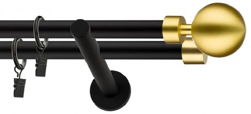 Dekorstudio Garniža dvojradová Guľa MODERN zlatá MIX čierna-matná 19mm Dĺžka: 260cm, Typ príslušenstva: Bez príslušenstva