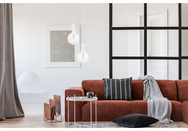 Luster na lanku MIROS 2xE27/60W/230V guľatý biela