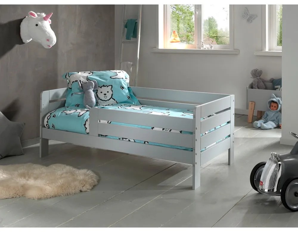 Sivá detská posteľ Vipack Kid, 70 x 140 cm