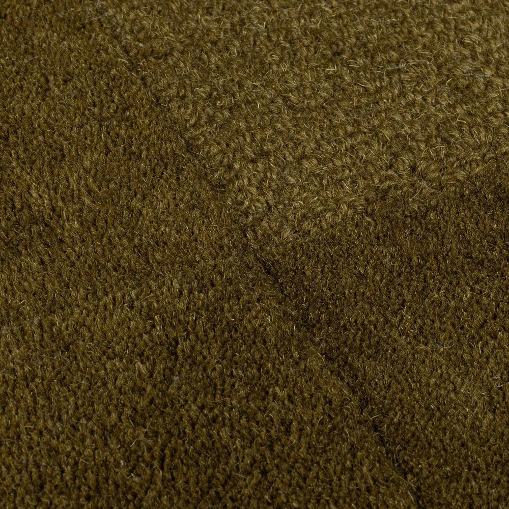 Kaki ručne tkaný vlnený behúň 60x230 cm Checkerboard – Flair Rugs