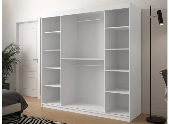 Šatníková skriňa Ratintu 1 200 cm, zásuvka: nie, Farby: biela / biela + čierny mat