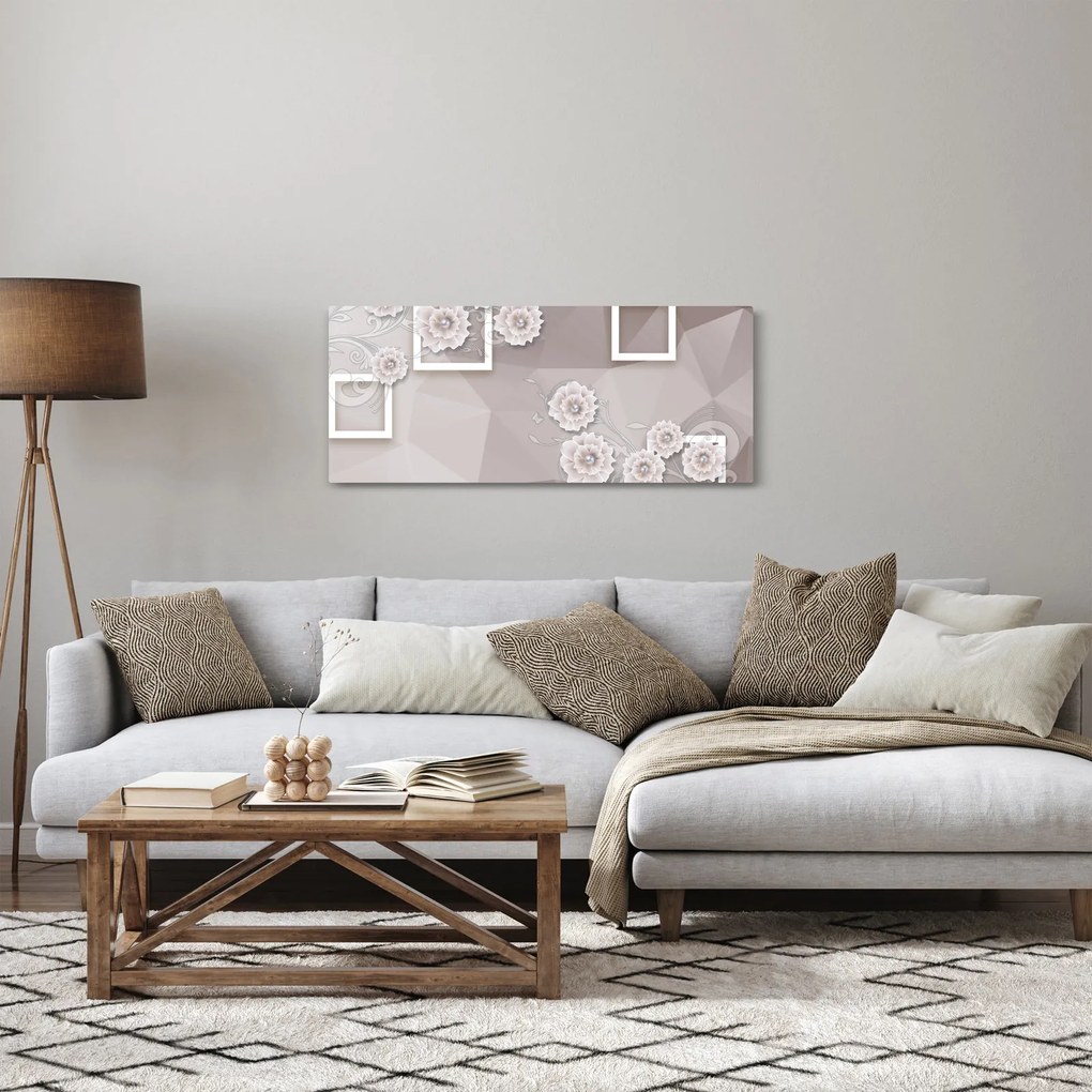 Obraz s béžovými kvetmi (120x50 cm)