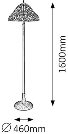 Rabalux 8088 - Tiffany vitrážová stojacia lampa MIRELLA 2xE27/60W/230V