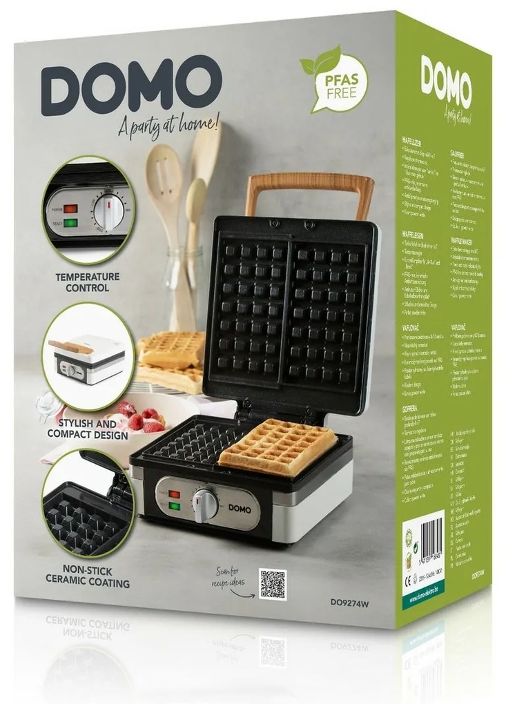 DOMO DO9274W vaflovač s termostatom, matná biela