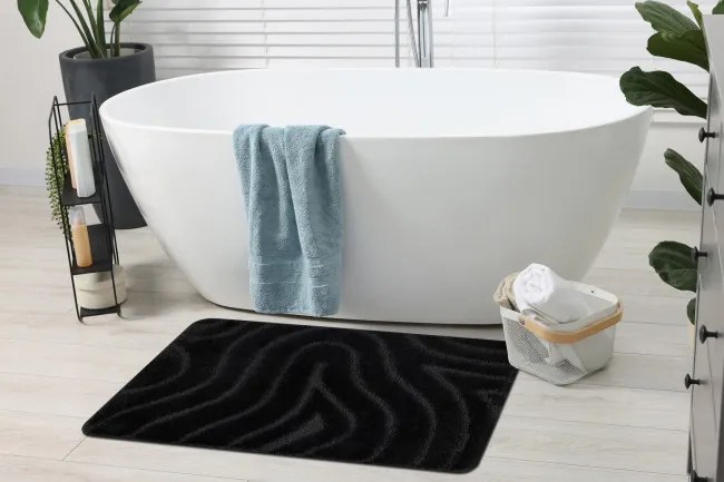 Kúpeľňový koberček SUPREME WAVES vlny, čierny