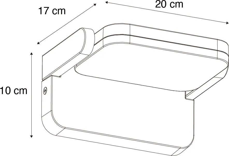 Vonkajšia nástenná lampa čierna vrátane LED nastaviteľná - Kamile