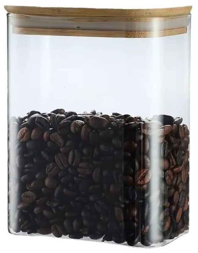 Arte Regal Sklenená dóza obdĺžniková s bambusovým vekom, 1,1l VIVO