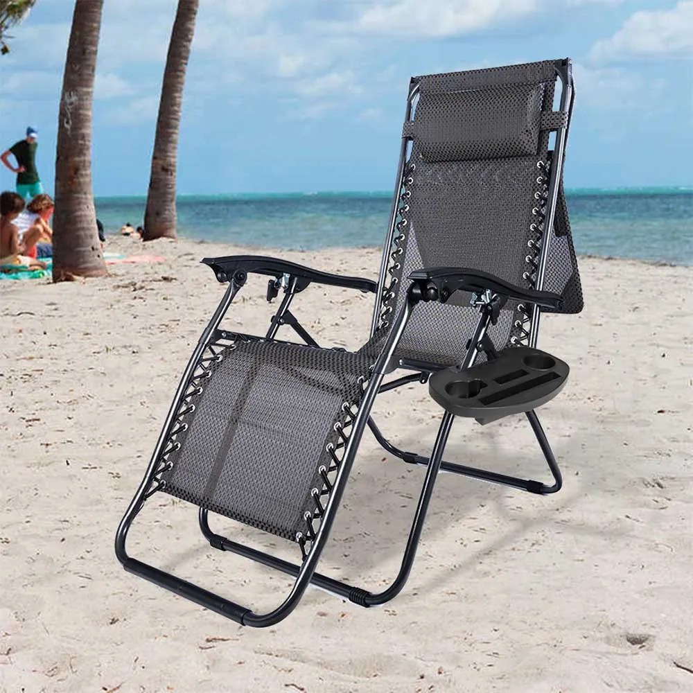 Zero gravity stolička s markízou a držiakom na pohár, 2 ks, viac farieb, čierna