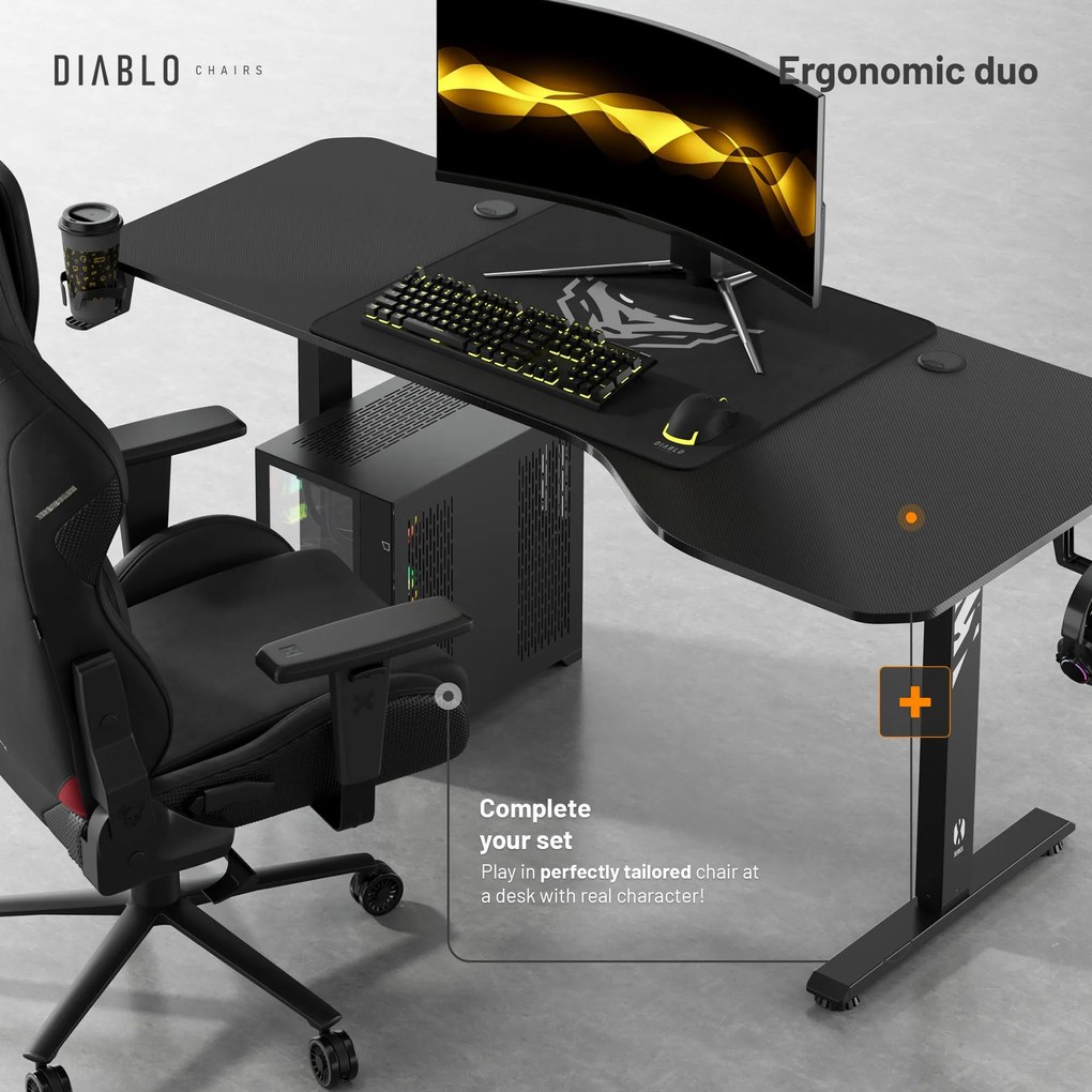 Výškovo Nastaviteľný Stôl Diablo X-Tensio 1600 Čierny