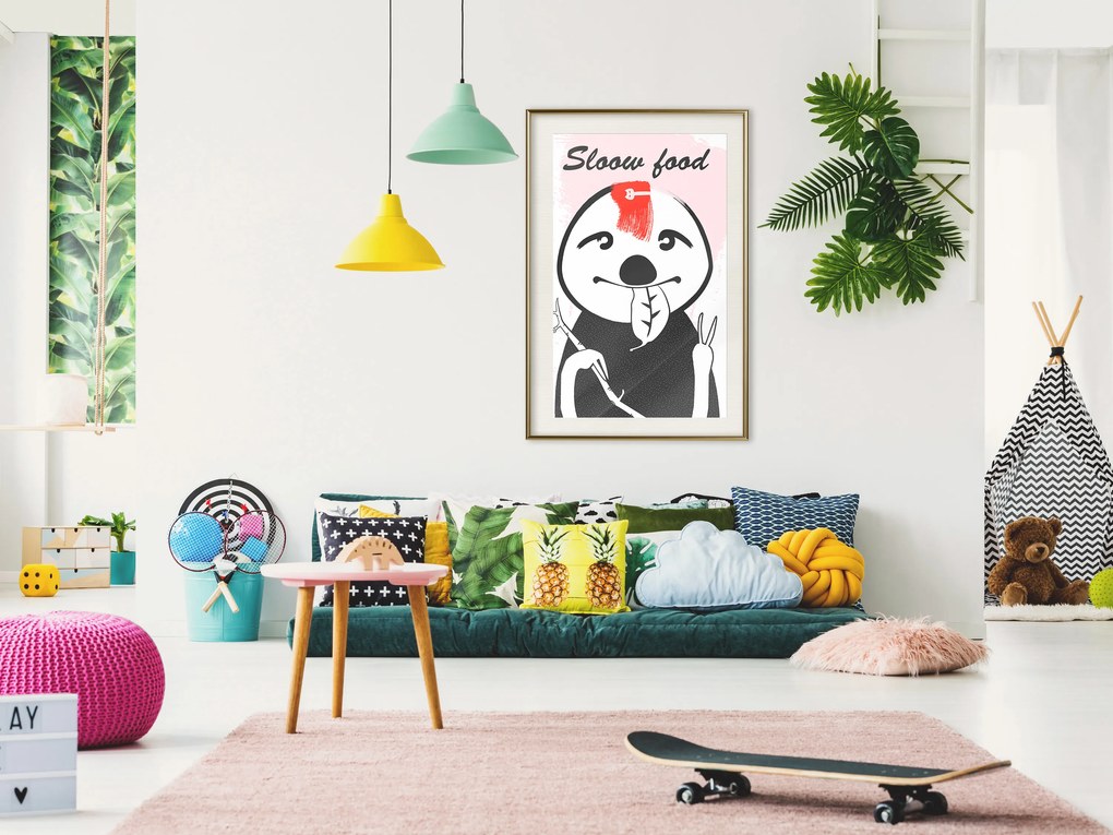 Artgeist Plagát - Sloth Trendsetter [Poster] Veľkosť: 20x30, Verzia: Zlatý rám s passe-partout