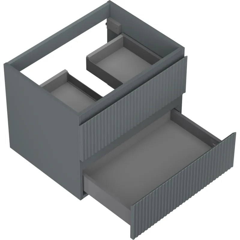 Mexen Rivel, kúpeľňová skrinka 60 cm, 2 zásuvky, drážkovaná, grafitová matná, 91A20-06047-2-BFF66