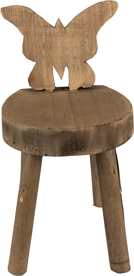 Hnedý dekoračný kvetinový drevený stolík s motýľom - 18*19*34 cm