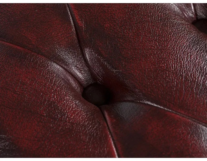 furniture-nabytek.cz - Masívny taburet Chesterfield Pittsfield z pravej kože, červený – 61×46×43 cm