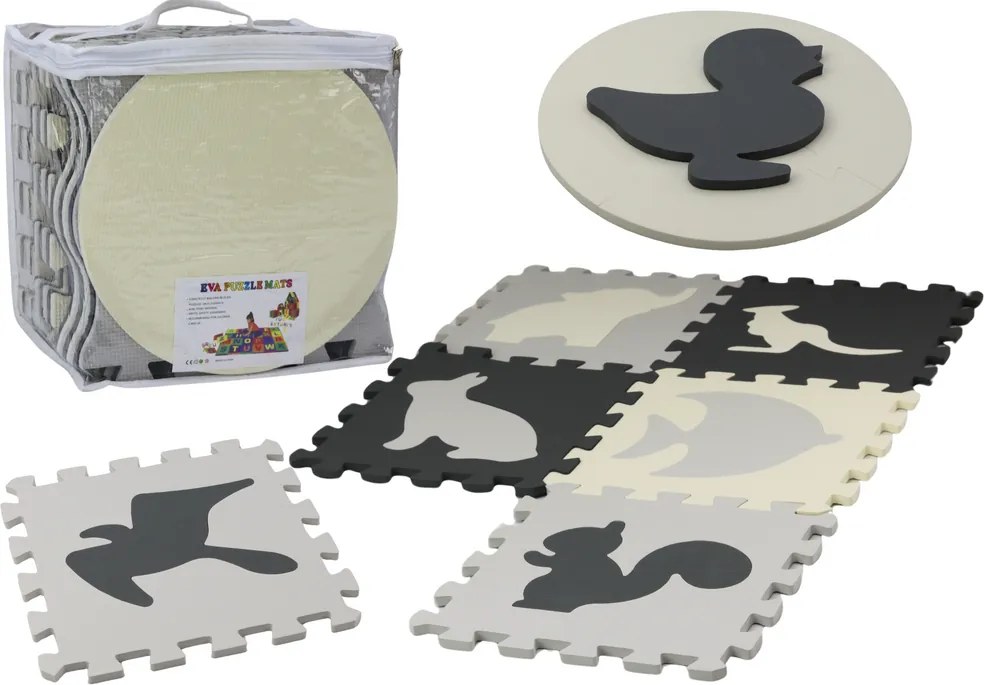 LEAN Mäkké penové puzzle EVA kontrastné vzdelávacie sivé 28 dielov