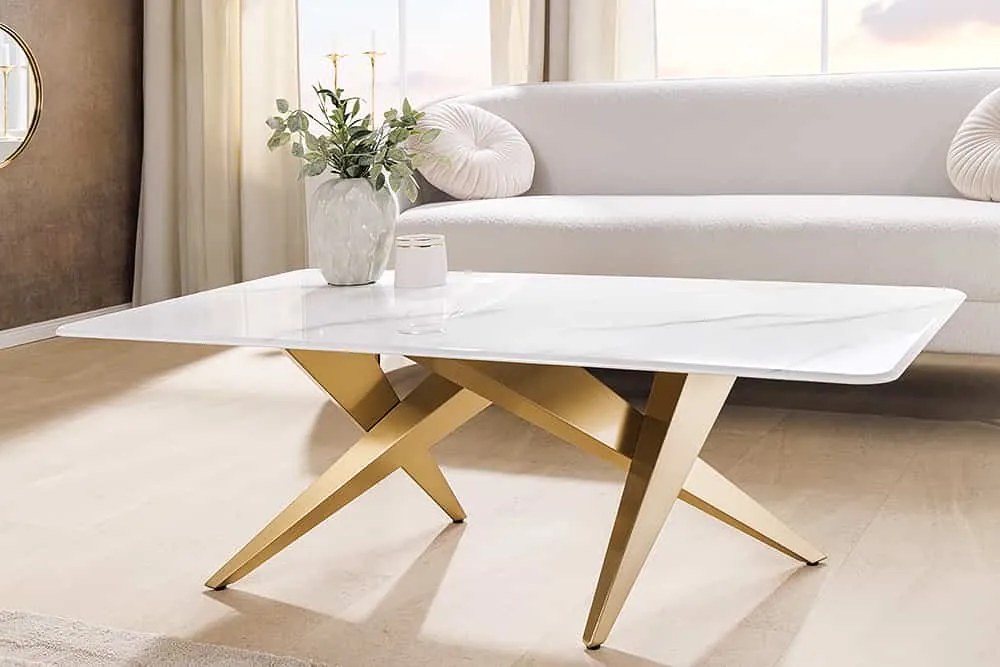Keramický konferenčný stolík Zephyra 130 cm biely