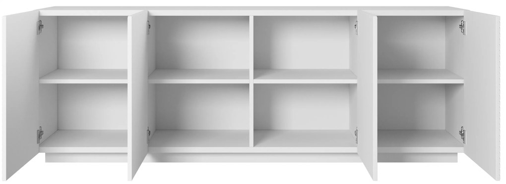 Štvordverová komoda Asha 200 cm - biely mat